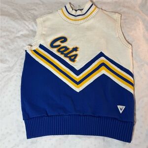 Vintage Varsity White, Blue & Yellow 'Cats' Crewneck Sweater Shell